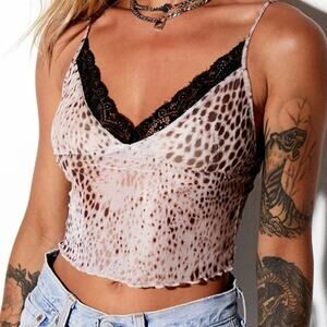 Motel Cropped Cheetah Cami Medium